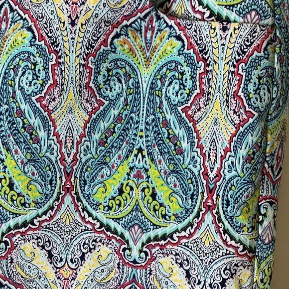 Coconut Row Palm Beach Multicolor Paisley Tummy Slimming Bermuda Shorts Size 12 - Picture 6 of 15
